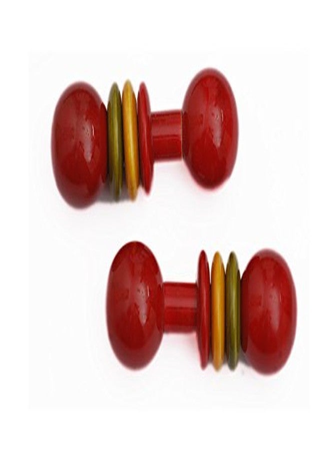 Neotea Wooden Dumbbells Rattle Toy for Newborn Babies | Pack of 2 Multicolor Sound-Making Rattle | Organic Traditional Baby Toy for Infants | Safe, Non-Toxic, Fun Discover Sounds Game | Made in India Pack of 1 - Image 5