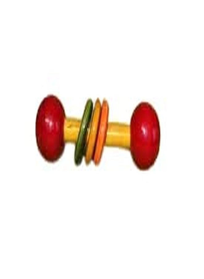 Neotea Wooden Dumbbells Rattle Toy for Newborn Babies | Pack of 2 Multicolor Sound-Making Rattle | Organic Traditional Baby Toy for Infants | Safe, Non-Toxic, Fun Discover Sounds Game | Made in India Pack of 1 - Image 3