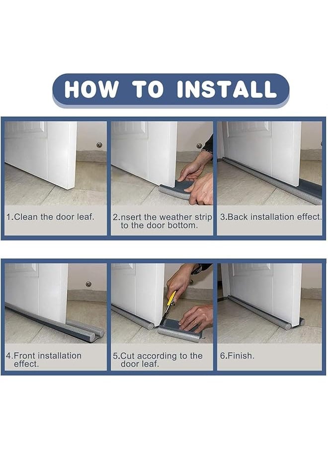 DMG TECH - Door Draft Stopper Under Door Draft Weather Stripping Noise Blocker Twin Door Draft Stopper Adjustable Door Foam Seal Strip Breeze Blocker Noise Sound Light Smell Blocker For Doors 96Cm - Image 1