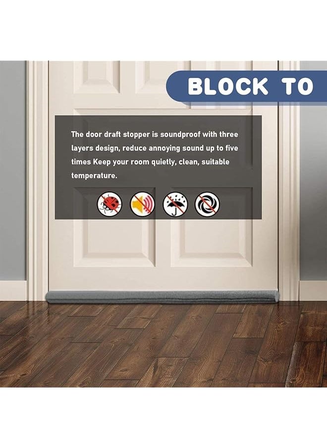 DMG TECH - Door Draft Stopper Under Door Draft Weather Stripping Noise Blocker Twin Door Draft Stopper Adjustable Door Foam Seal Strip Breeze Blocker Noise Sound Light Smell Blocker For Doors 96Cm - Image 1
