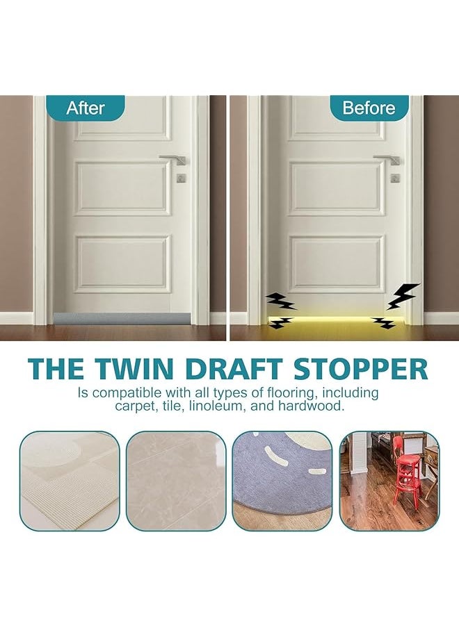 DMG TECH - Door Draft Stopper Under Door Draft Weather Stripping Noise Blocker Twin Door Draft Stopper Adjustable Door Foam Seal Strip Breeze Blocker Noise Sound Light Smell Blocker For Doors 96Cm - Image 1