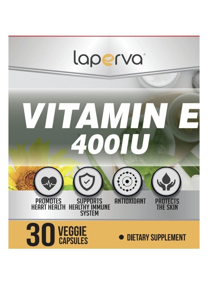 Laperva Vitamin E 400 IU Dietary Supplement with Tocopherol Antioxidant Formula Vegan Gluten Free Soy Free Lactose Free Palm Oil Free 30 Veggie Capsules - Image 3