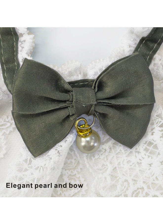 2 قطعة من أطواق القطط والكلاب الأنيقة المصنوعة من الدانتيل مع قوس لطيف وقلادة لؤلؤية على شكل قطة صدرية للحيوانات الأليفة أزياء أميرة للارتداء اليومي الحفلات التغذية اليومية المشي الزينة إكسسوارات الحيوانات الأليفة الأخضر والأزرق - Image 4