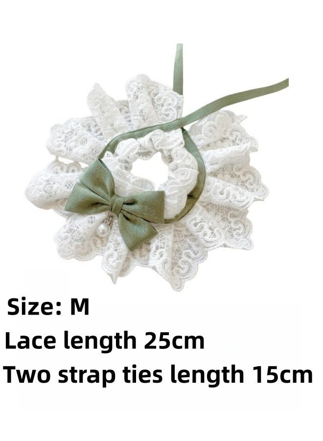 2 قطعة من أطواق القطط والكلاب الأنيقة المصنوعة من الدانتيل مع قوس لطيف وقلادة لؤلؤية على شكل قطة صدرية للحيوانات الأليفة أزياء أميرة للارتداء اليومي الحفلات التغذية اليومية المشي الزينة إكسسوارات الحيوانات الأليفة الأخضر والأزرق - Image 3