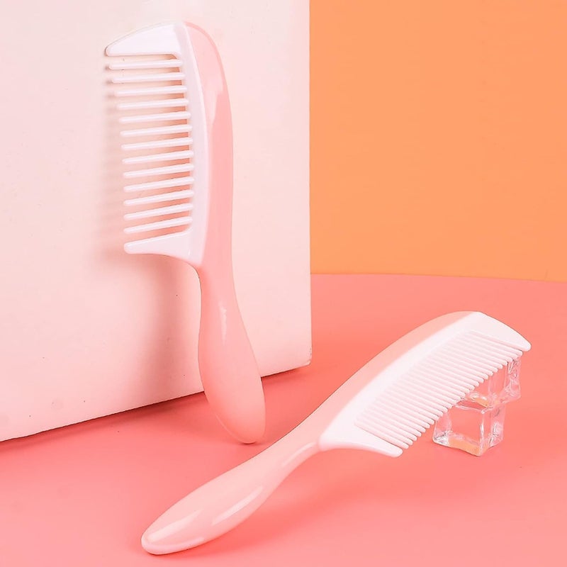 Xpandio 2 Pcs Wide Tooth and Fine Tooth Detangling Hair Comb Hair Styling Comb Set Anti Static Heat Resistant Comb for Women Curly Straight Long Hair Pink White Styling Comb Set - Image 2