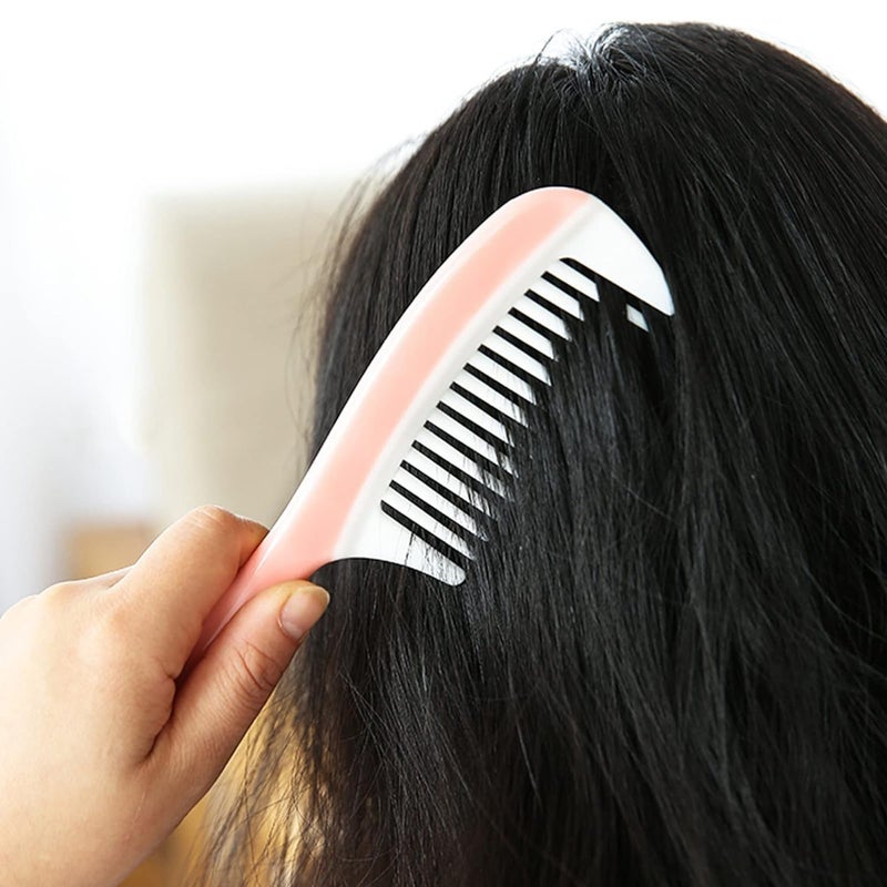 Xpandio 2 Pcs Wide Tooth and Fine Tooth Detangling Hair Comb Hair Styling Comb Set Anti Static Heat Resistant Comb for Women Curly Straight Long Hair Pink White Styling Comb Set - Image 5