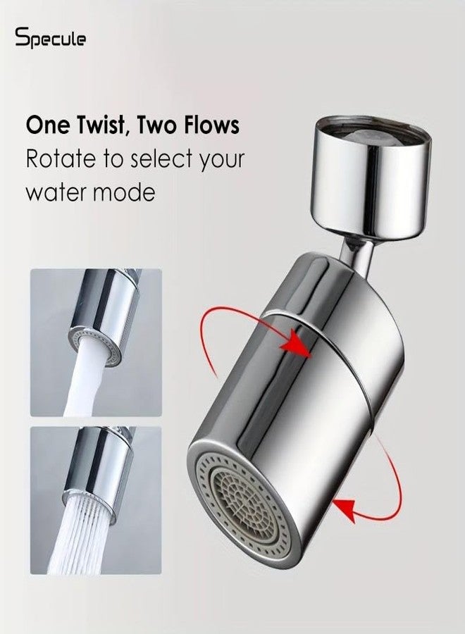 Specule Chrome Finish Dual Flow Tap Extension Aerator with Adjustable Joint | 360° Rotating Water Saver | Compatible with 22 mm Bathroom & Basin Taps - Image 5