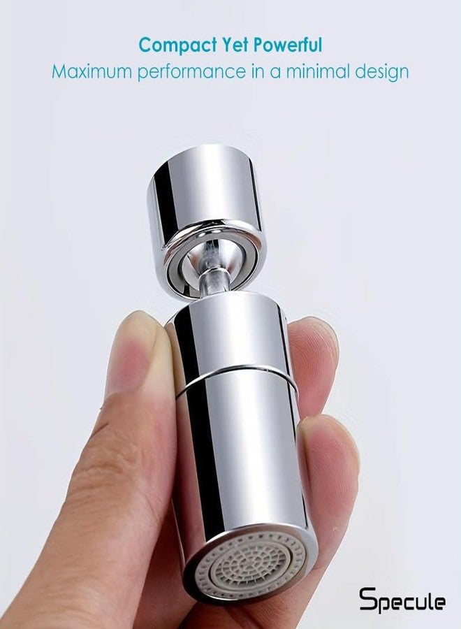 Specule Chrome Finish Dual Flow Tap Extension Aerator with Adjustable Joint | 360° Rotating Water Saver | Compatible with 22 mm Bathroom & Basin Taps - Image 3