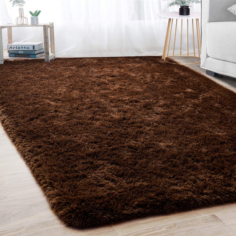 Merelax Soft Modern Indoor Large Shaggy Rug for Bedroom Livingroom Dorm Kids Room Home Decorative NonSlip Plush Fluffy Furry Fur Area Rugs Comfy Nursery Accent Floor Carpet 5x8 Feet Brown