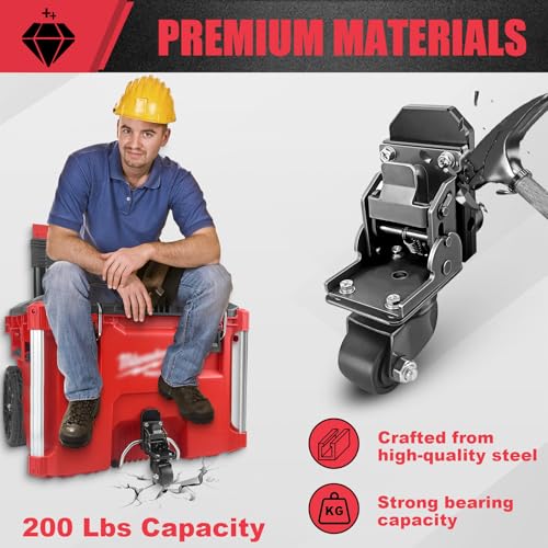 BPOPO Upgraded Steel Construction Front Wheels,Packout Caster Wheel kit fit for Milwaukee Packout Rolling Tool Box- Accessories for Packout Toolbox,200 Lbs Capacity - Image 5