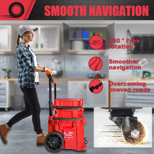 BPOPO Upgraded Steel Construction Front Wheels,Packout Caster Wheel kit fit for Milwaukee Packout Rolling Tool Box- Accessories for Packout Toolbox,200 Lbs Capacity - Image 2