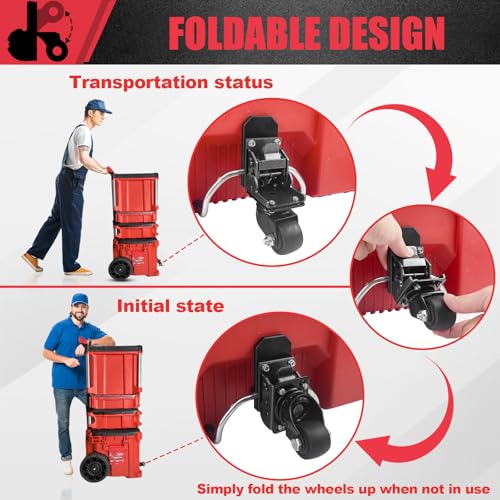 BPOPO Upgraded Steel Construction Front Wheels,Packout Caster Wheel kit fit for Milwaukee Packout Rolling Tool Box- Accessories for Packout Toolbox,200 Lbs Capacity - Image 3