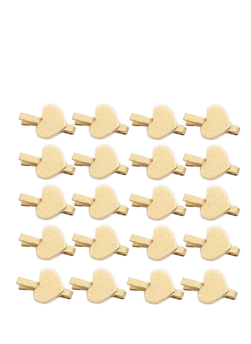 Generic - 20Pcs Creative Heart-Shaped Wooden Clip, Gold And Silver Heart-Shaped Clip, Photo Clip, Photo Storage, Home Decoration - Image 1