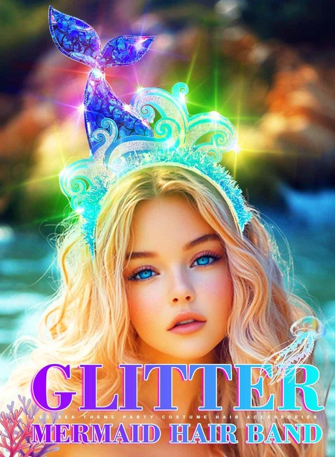 GENBREE Mermaid Headpiece Costume Starfish Headband Light Up Hair for Women - Image 4