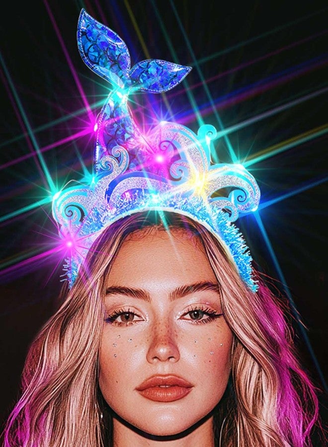 GENBREE Mermaid Headpiece Costume Starfish Headband Light Up Hair for Women - Image 1