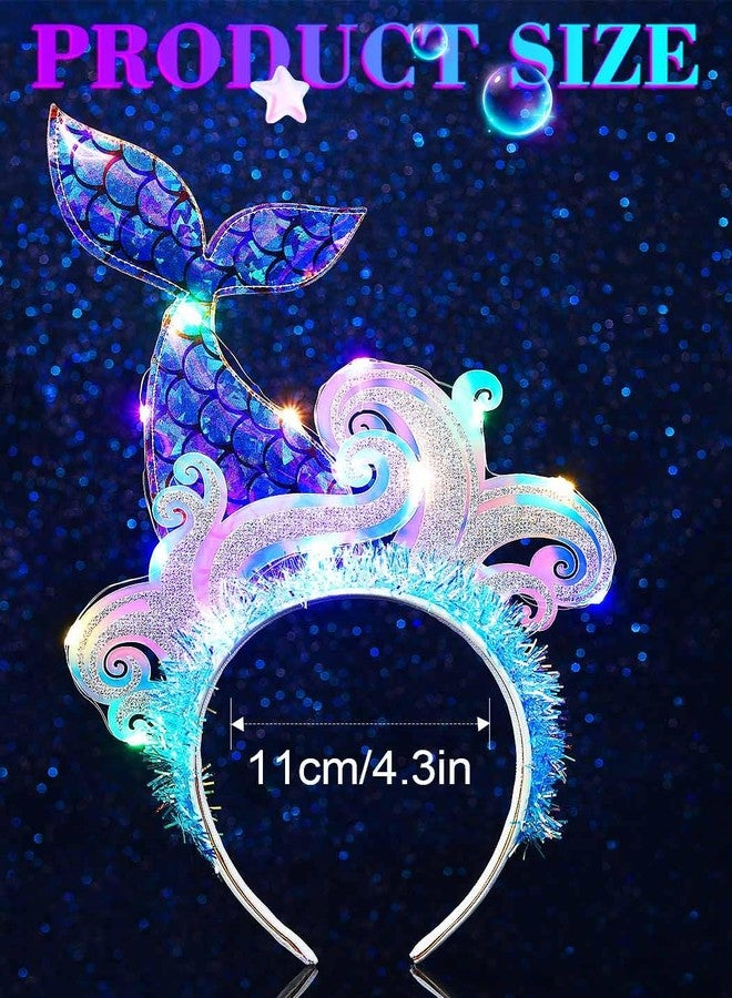 GENBREE Mermaid Headpiece Costume Starfish Headband Light Up Hair for Women - Image 3