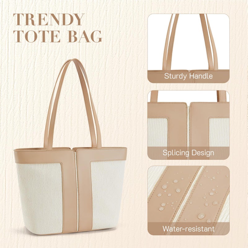Missnine Tote Bag for Women Vegan Leather Handbag and Purse Medium Top Handle Satchel Shoulder Bag with Zipper Work Travel - Image 5