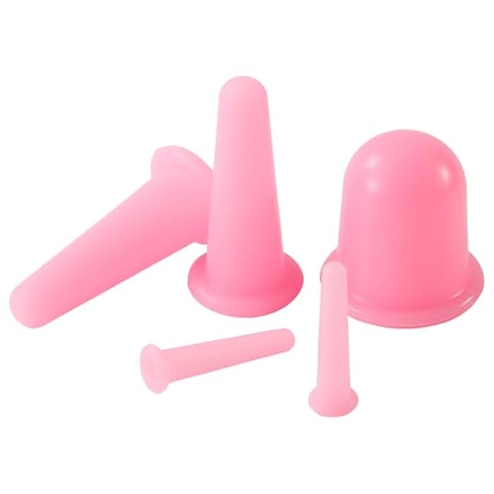 Yeetec 5 Pack Silicone Facial Cupping Set Vacuum Massage Cups Kit Pink Face Massager Helper Cup for Face Neck Back Eyes Skin Care - Image 1