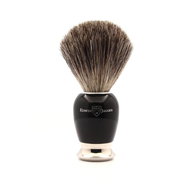 Edwin Jagger 81SB586AMZ Classic Imitation Ebony Pure Badger Exfoliating Shaving Brush with Stand for Shaving Cream or Shaving Soap for Men and Women Black - Image 2