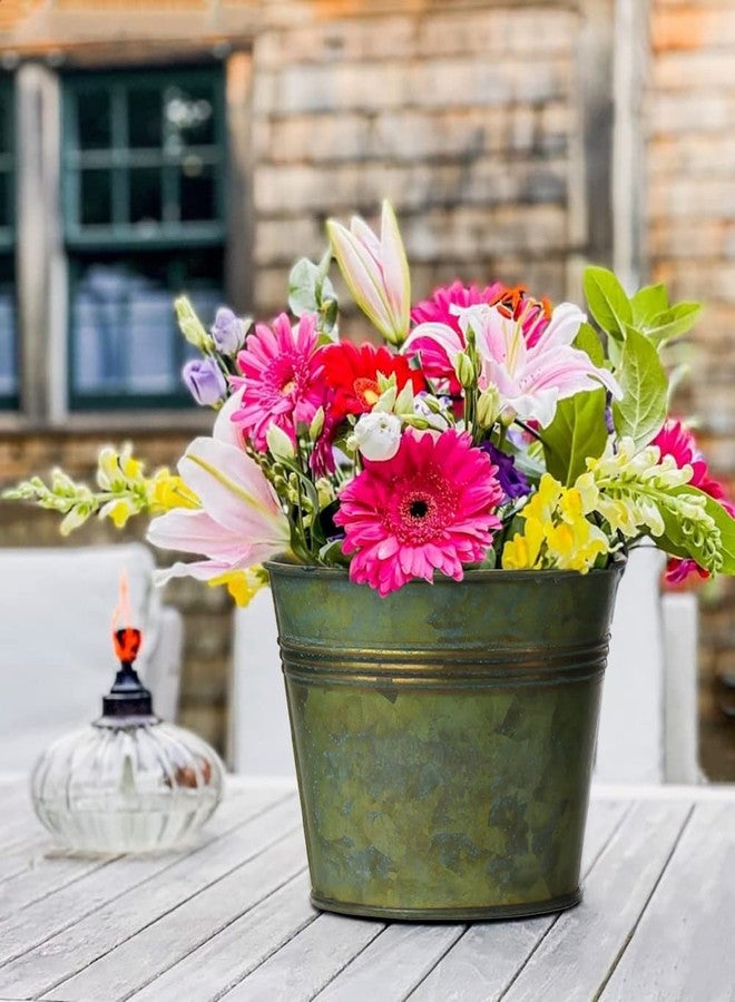 Briful 5 Size Galvanized Buckets Rustic Farmhouse Metal Bucket Galvanized Flower Bucket Plants Pot, Home Indoor Outdoor Decor Tin Planter, 3.7In/3.9 in/5.1In/5.9In/7.1In - Image 5