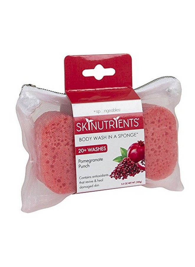 spongeables Skinutrients Body Wash In A Sponge Pomegranate Punch With Bonus Travel Bag - Image 1