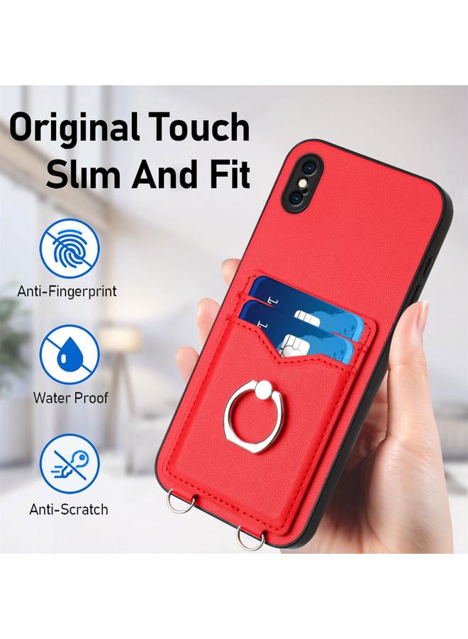 اس-توب جراب لهاتف iPhone XS Max R20، جراب هاتف مزود بحلقة حبل وحامل بطاقات - Image 5