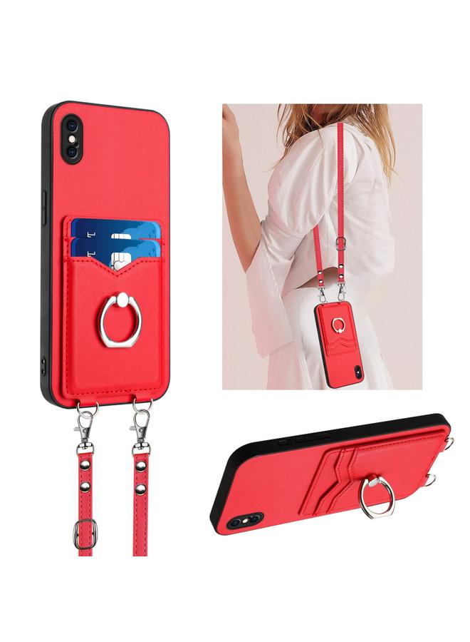 اس-توب جراب لهاتف iPhone XS Max R20، جراب هاتف مزود بحلقة حبل وحامل بطاقات - Image 1