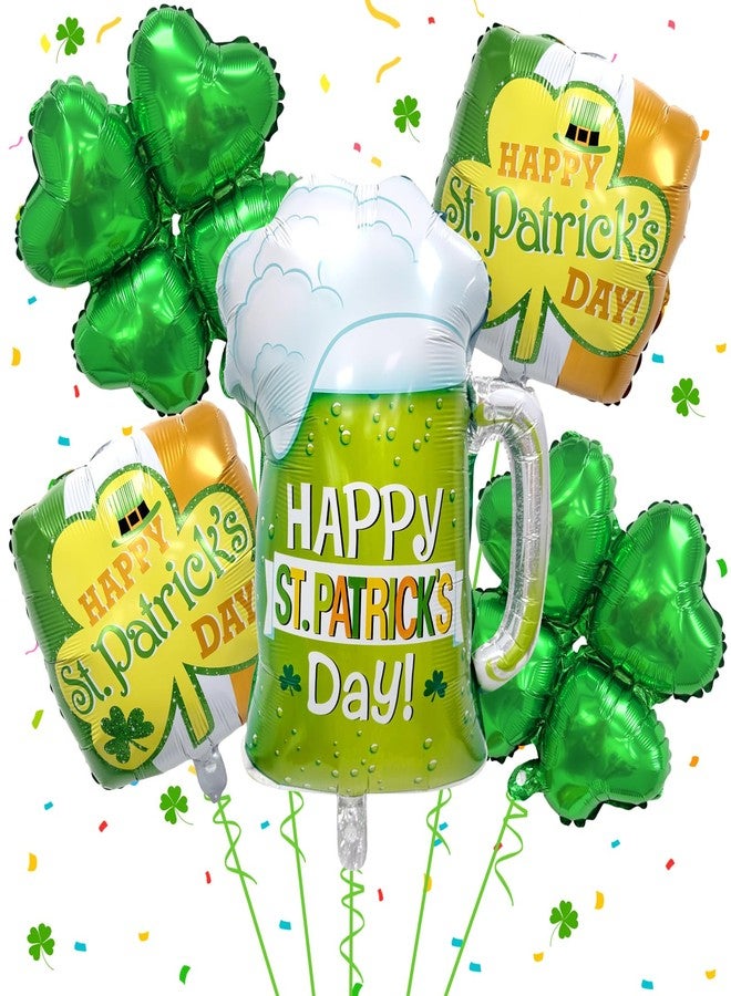 Lukinuo St. Patrick's Day Balloons 5pcs 18 Inch Shamrock Balloons Clover Foil Balloon Lucky Irish Balloon Happy St Patrick’ s Day Decorations Beer Balloon for Irish Party Decorations - Image 1