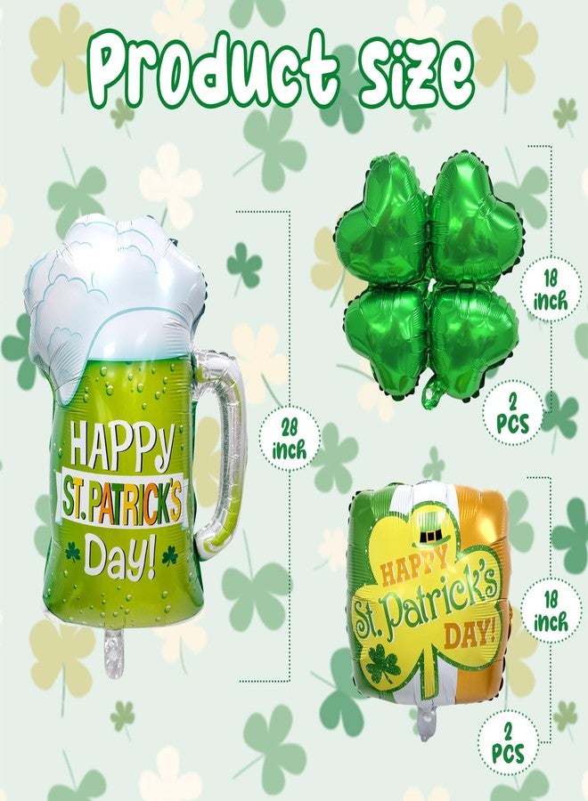 Lukinuo St. Patrick's Day Balloons 5pcs 18 Inch Shamrock Balloons Clover Foil Balloon Lucky Irish Balloon Happy St Patrick’ s Day Decorations Beer Balloon for Irish Party Decorations - Image 2