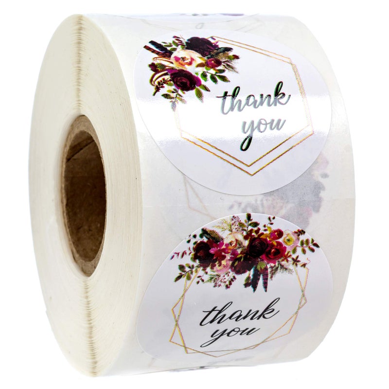 SBlabels Fall Floral Frames Thank You Stickers / 4 Alternating Designs / 500 Boho Thank You Stickers / 1.5" Autumn Wedding Envelope Seals - Image 1