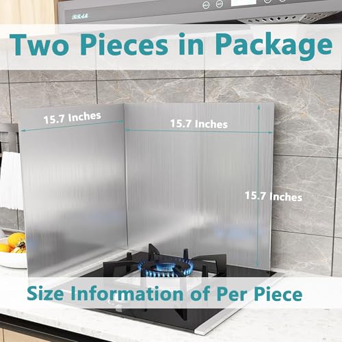 dttbgg Grease Stove Splash Guard for Cooking | 2 Sided Kitchen Stove Splatter Guard Backsplash Back Splash Protector for Wall, Foldable Stainless Steel,15.7” X 15.7” X 15.7” Per Piece, 2 Pcs In Package - Image 5