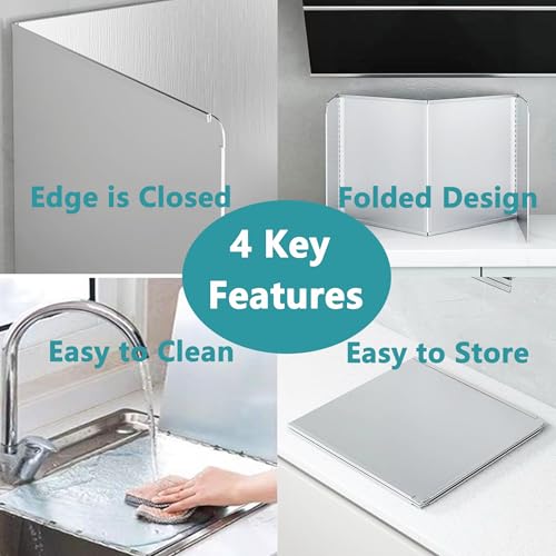 dttbgg Grease Stove Splash Guard for Cooking | 2 Sided Kitchen Stove Splatter Guard Backsplash Back Splash Protector for Wall, Foldable Stainless Steel,15.7” X 15.7” X 15.7” Per Piece, 2 Pcs In Package - Image 4