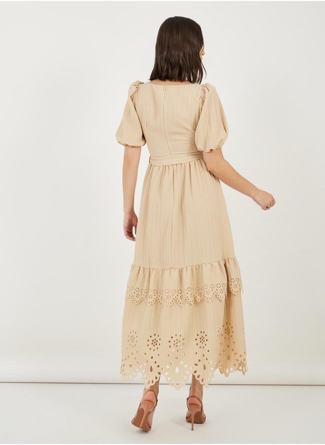 Styli Eyelet Trim Midi Dress  - Image 5