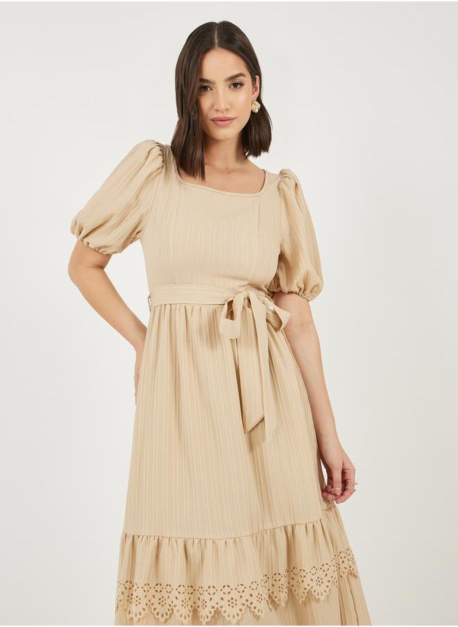 Styli Eyelet Trim Midi Dress  - Image 2