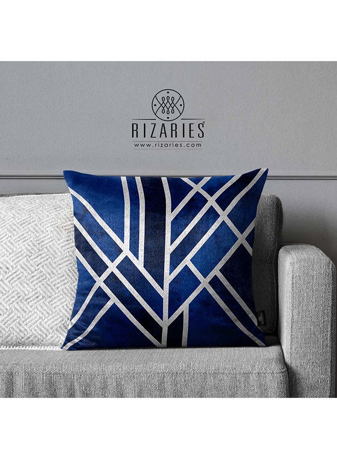 RIZARIES SuperSoft Blue & Silver Art Deco Throw Pillow  - Image 1