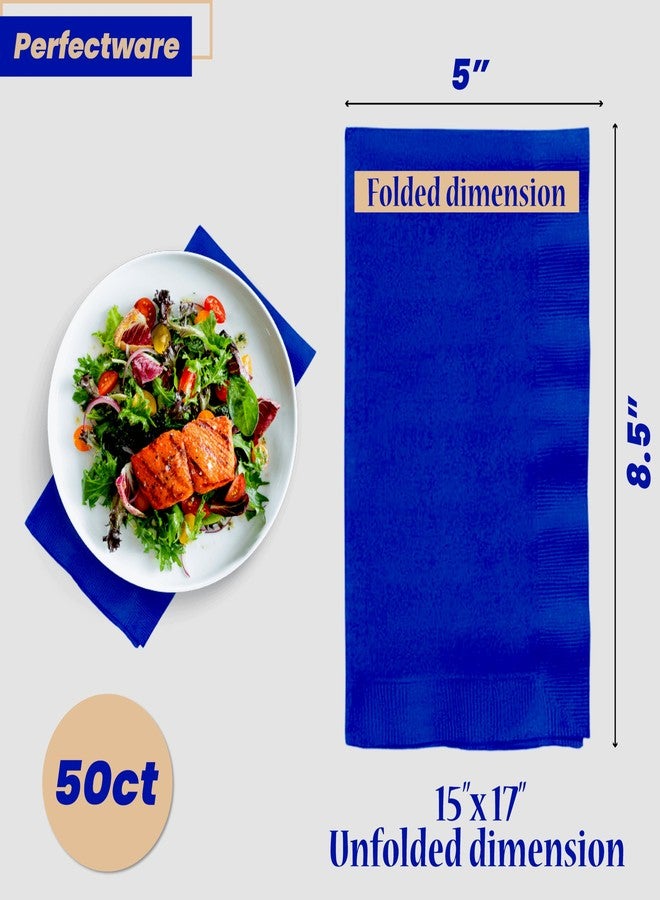 Perfectware 2 Ply Navy Blue Dinner Napkins - Pack of 50ct - Image 2