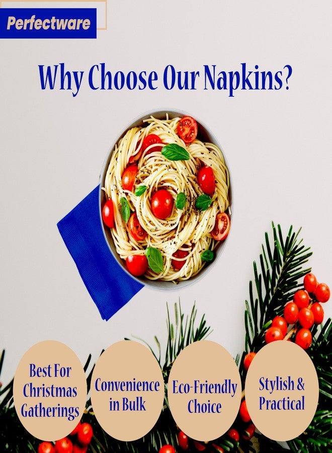 Perfectware 2 Ply Navy Blue Dinner Napkins - Pack of 50ct - Image 4