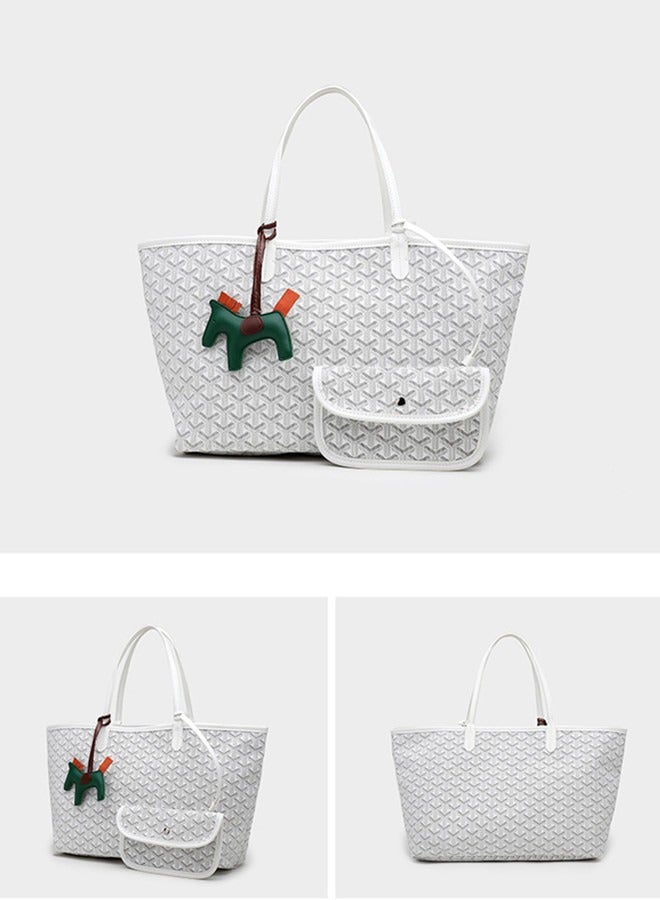 Women's Fashion Versatile Travel Bag Handbag Large Capacity Commuter Shopping Bag Tote Bag Paired with Small Bag Pony Pendant Random Color 38cm * 26cm * 18cm - Image 3