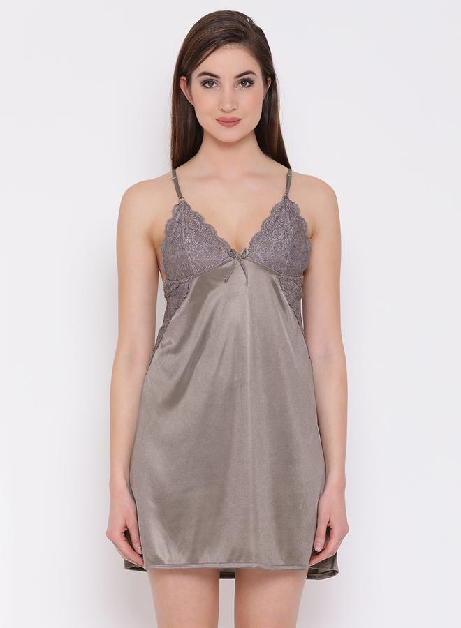 Clovia Satin Lace Insert Babydoll - Image 2