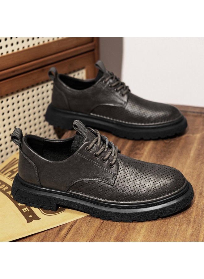 CARTELO Hollow-out Breathable】simple Casual Leather Shoes For Men, British-style Retro Casual Shoes, Versatile Commuting Leather Shoes For Men - Image 2