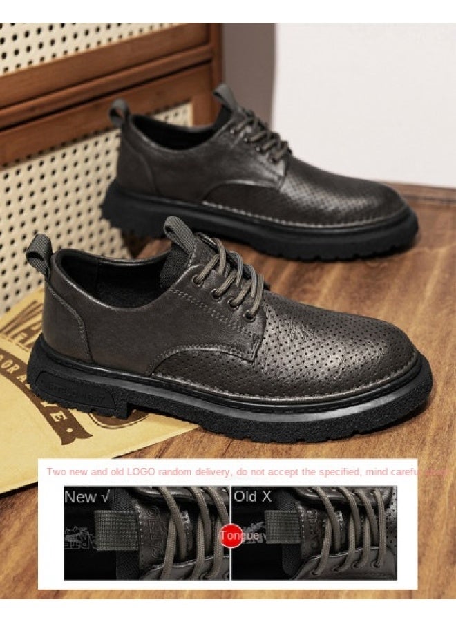 CARTELO Hollow-out Breathable】simple Casual Leather Shoes For Men, British-style Retro Casual Shoes, Versatile Commuting Leather Shoes For Men - Image 1