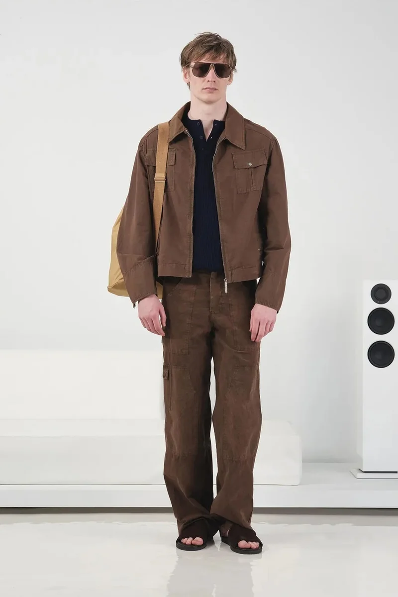 GIESTO Cotton Gabardine Zipper Jacket with Pocket