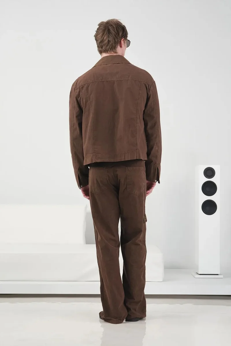 Giesto Beaver Brown GIESTO Cotton Gabardine Zipper Jacket with Pocket for Men | Best Price UAE