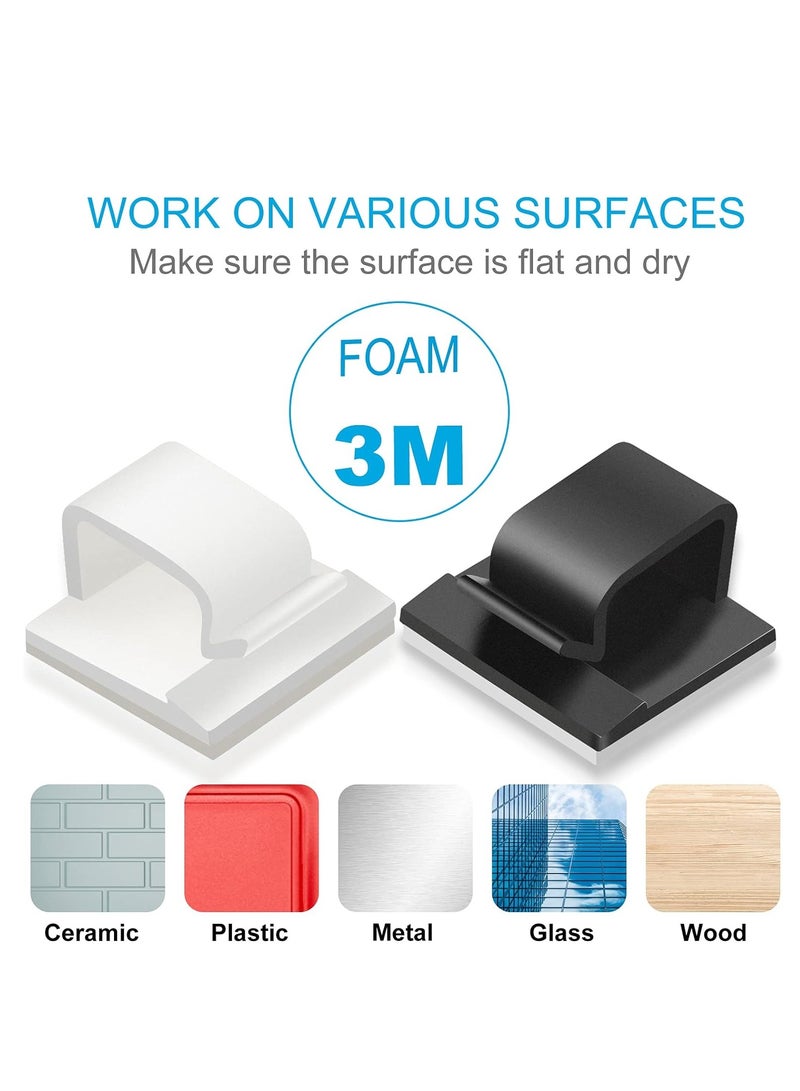 Cable Clips, 100pcs Self Adhesive Cable Clips Outdoor Light Wire Clips Cable Wire Management Holder for Car Office Home Desk Wall Hanging Decorations Outdoors Light - Image 1