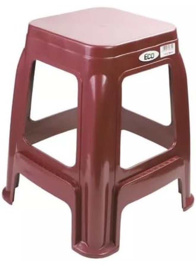ECO Day To Day Plastic High Stool, Square Shape, Dark Red, 48cm Height - Image 1
