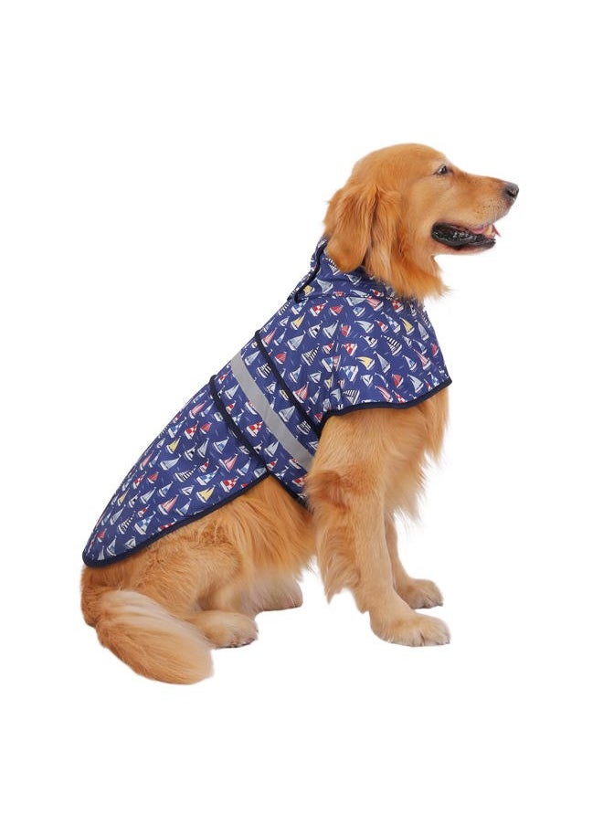 HDE - Dog Raincoat Hooded Slicker Poncho for Small to X-Large Dogs and Puppies Nautical Boats - L - Image 1