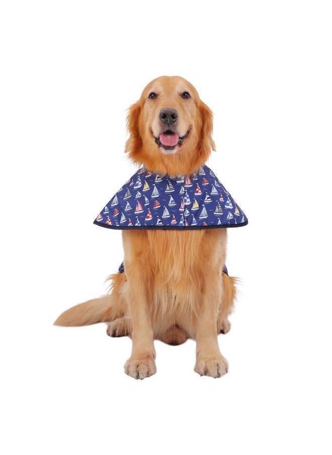 HDE - Dog Raincoat Hooded Slicker Poncho for Small to X-Large Dogs and Puppies Nautical Boats - L - Image 1