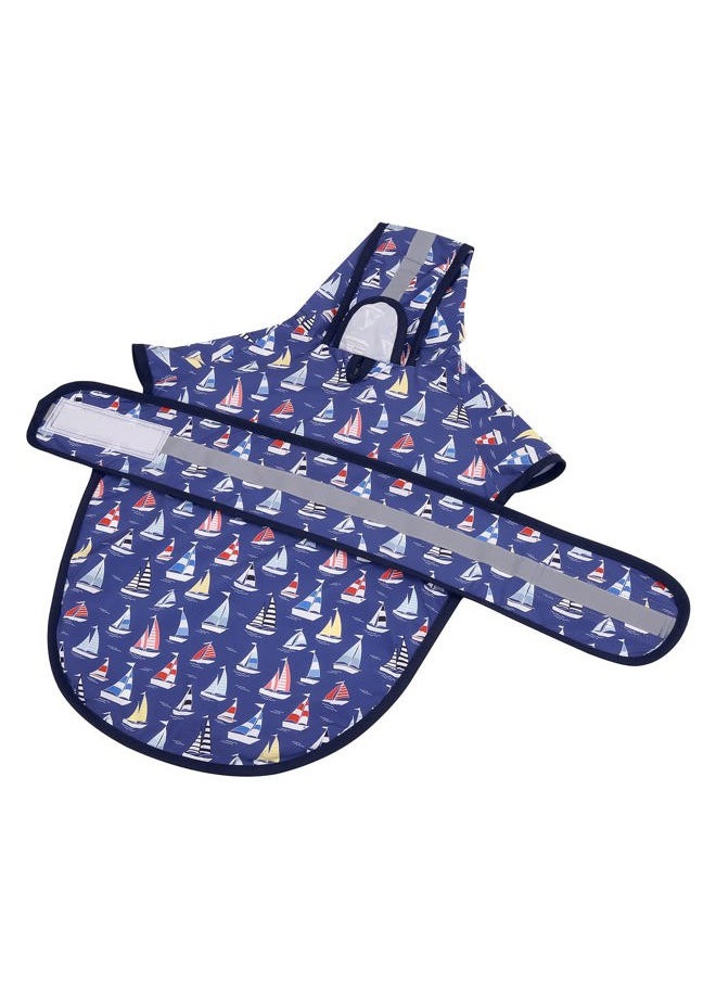 HDE - Dog Raincoat Hooded Slicker Poncho for Small to X-Large Dogs and Puppies Nautical Boats - L - Image 1