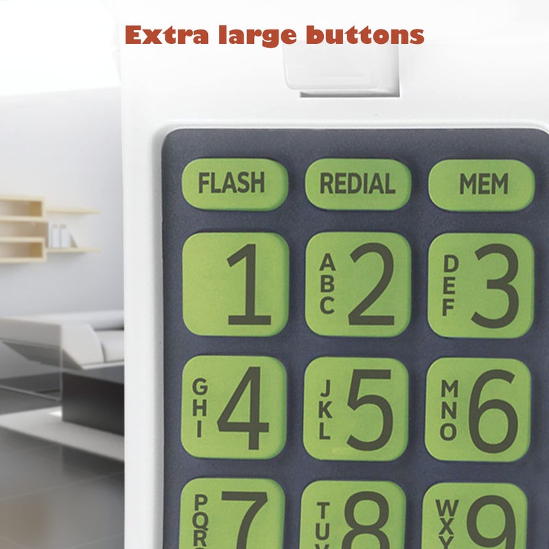 AT&T TRIMLINE 213 Corded Home Phone with Extra Big Buttons & Visual Ringer. No AC Power Required, Improved Easy-Wall-Mount, Lighted Keypad, 10 Speed Dial Keys, Volume Control, Senior Friendly. White - Image 4