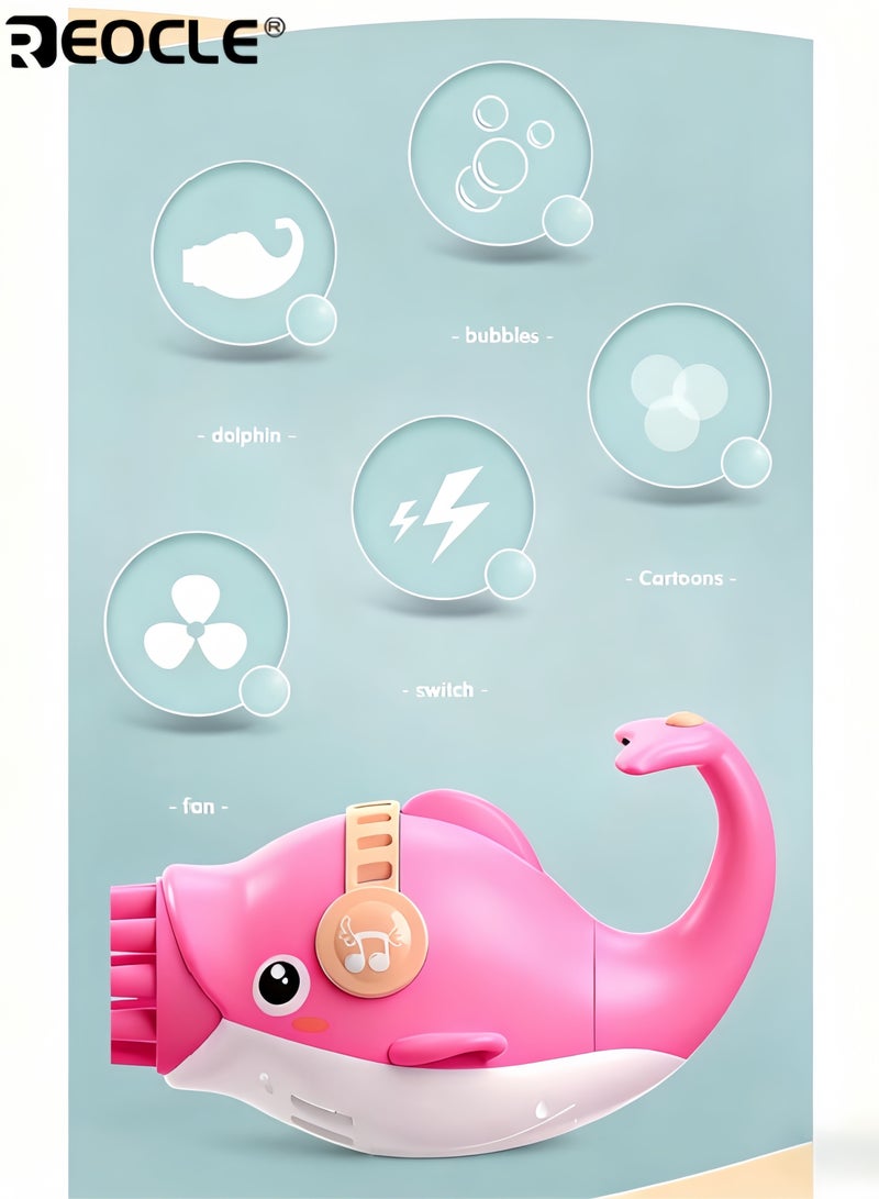 REOCLE Bubble Machine Durable Automatic Bubble Blower with Cute Dolphin Shape Portable Bubble Toys for Indoor Outdoor Birthday Party for Kids Toddlers - Image 2